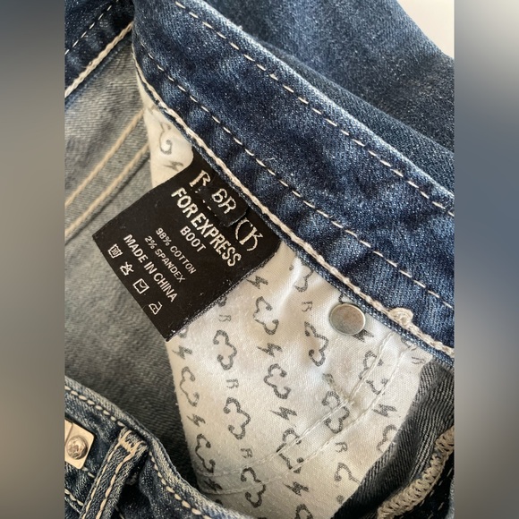 2 pair REROCK express denim jeans designer thick stitching bootcut 6R light dark - Picture 5 of 7